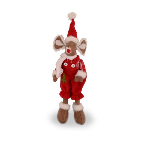 Image of Sitting Male Handmade Christmas Fabric Mouse Ornament
