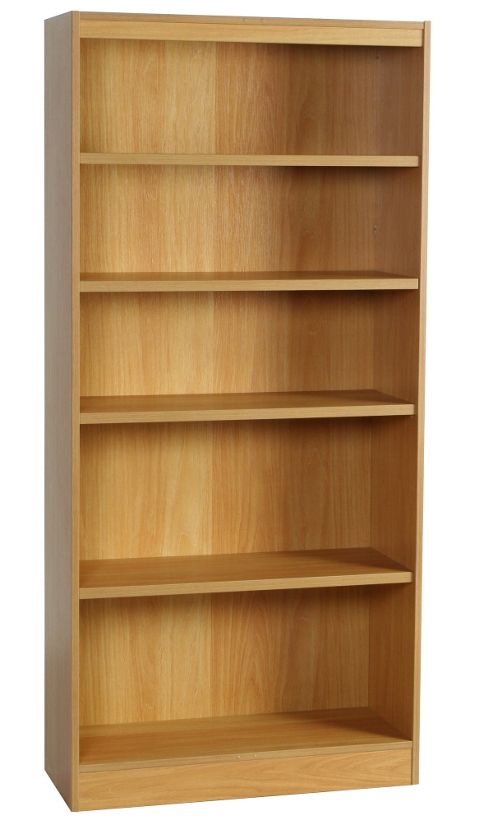 Image of Enduro Five Shelf Tall Wide Wooden Bookcase - English Oak