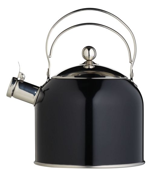 Image of Kitchen Craft Classic Collection Traditional Whistling Kettle 2.3 Litres (4.3 Pints) Black