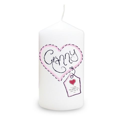 Image of Personalised Granny Heart Stitch Candle