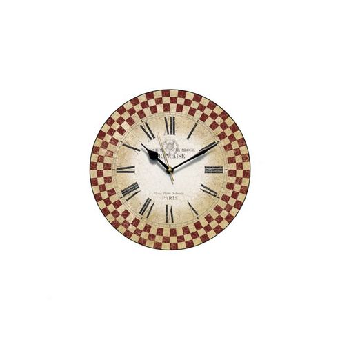 Image of Smith & Taylor French Check Red Round Wall Clock
