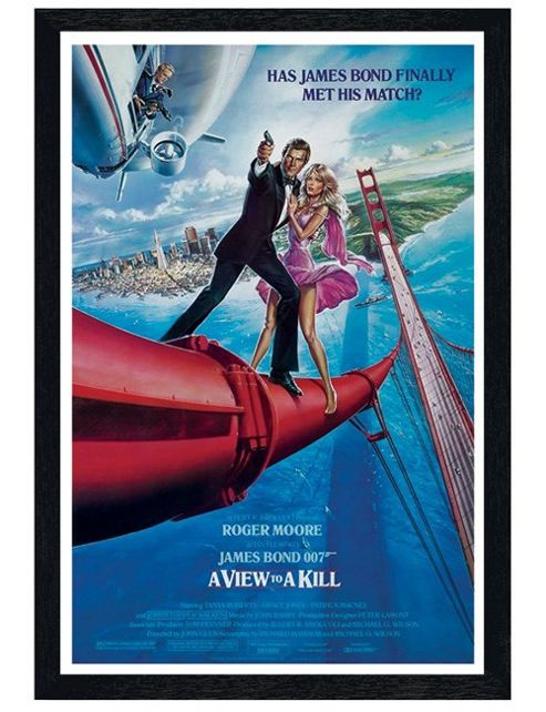 Image of James Bond Black Wooden Framed A View To A Kill Poster