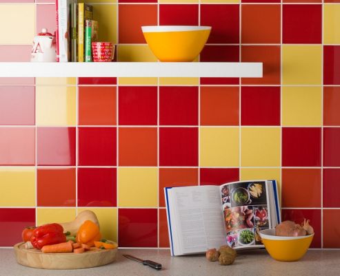Image of Colour Palette Rouge Gloss Wall Tile 148x148mm Box Of 44 (0.96 M-- / Box)