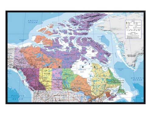 Image of Gloss Black Framed Map Of Canada Poster