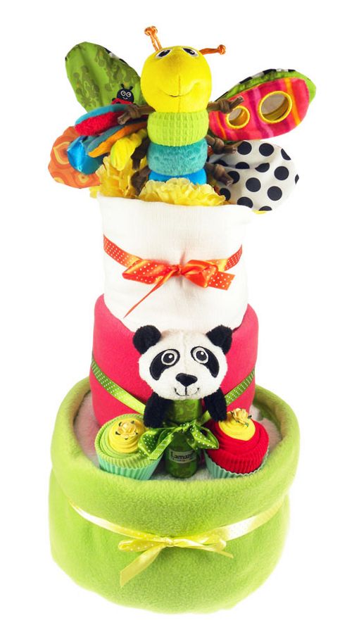 Image of Lamaze 3 Tier Baby Girl Nappy Cake