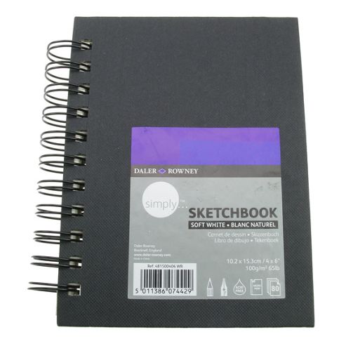 Image of Daler Rowney Simply Sketchbook Wire Bound 10.2cm X 15.3cm Extra White