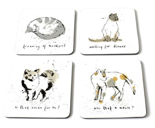 Image of Ruth Jackson Cat Design Coasters, Set Of 4