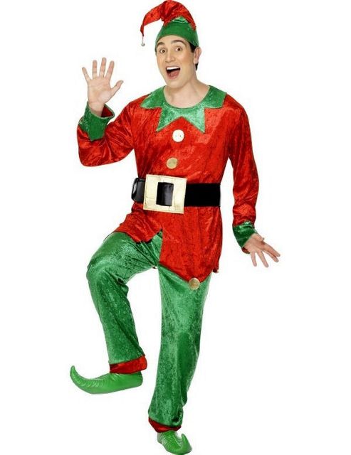 Image of Adult Male Elf Costume Red Large