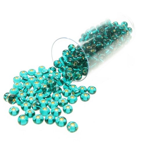 Image of Rocaille Beads Sea Green With Silver Lining 20 Gram