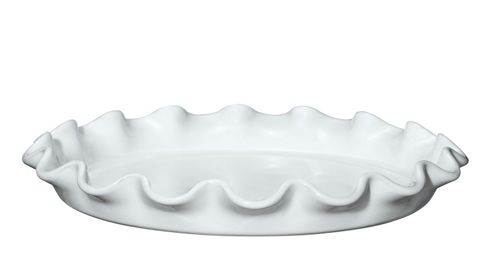 Image of Emile Henry 32.5cm 1.5l Ruffled Quiche Or Tart Dish, Nougat White