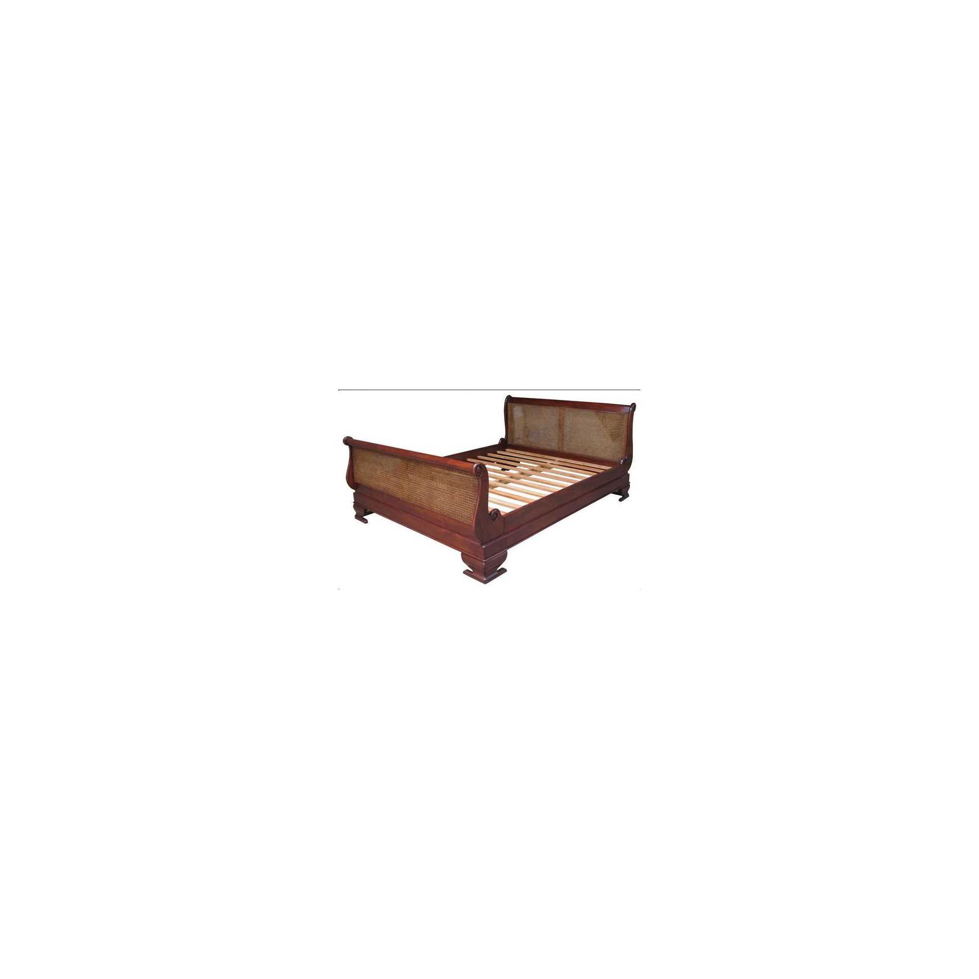 Lock stock and barrel Mahogany Rattan Sleigh Bed in Mahogany - Wax - Double at Tesco Direct