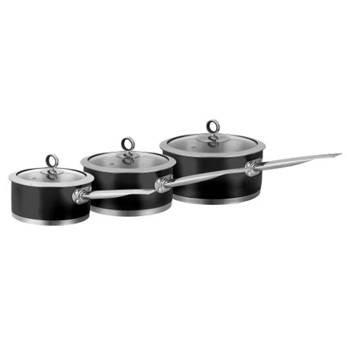 Image of Morphy Richards Accents 3 Piece Pan Set, Black