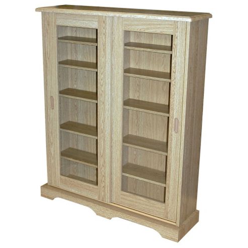 Image of 432 Cd Or 216 Dvd Blu-ray Media Storage Cabinet - Oak