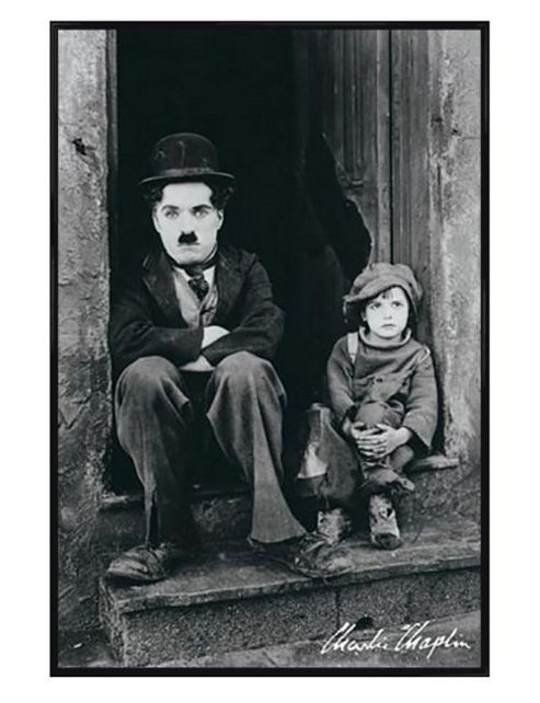 Image of The Kid Gloss Black Framed Charlie Chaplin Poster
