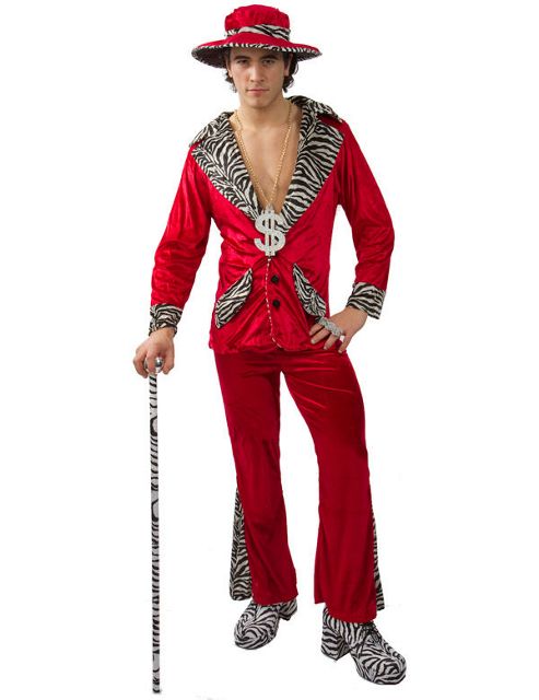Image of Red Pimp Costume & Hat Extra Large