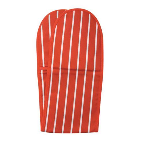 Image of Rushbrookes Butchers Stripe Double Oven Glove, Red