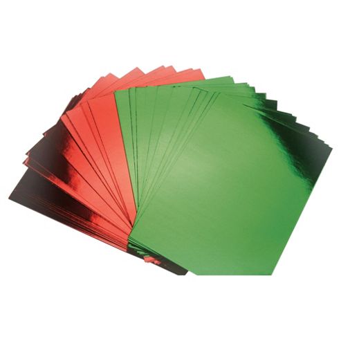 Image of A5 Mirror Card Red & Green 50 Pack