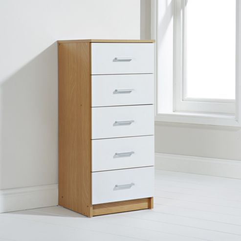 Image of Elements Oslo 5 Drawer Tallboy Chest - White