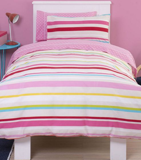 Image of Fun Stripe Double Duvet - Pink