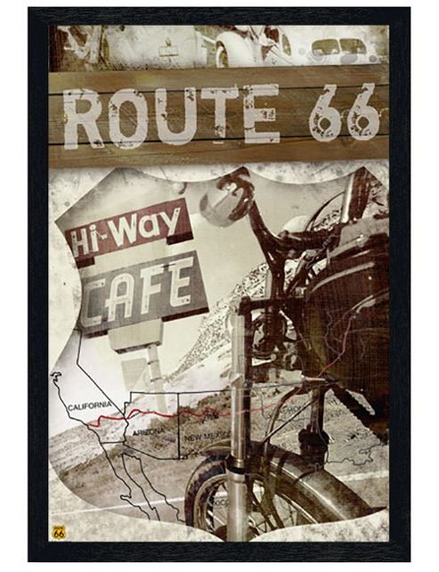 Image of Black Wooden Framed Route 66 Map Poster