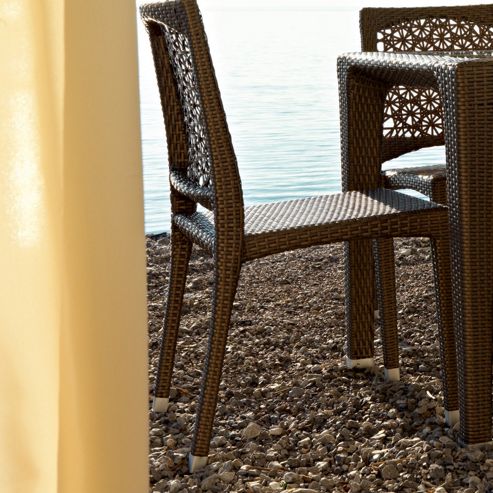 Image of Varaschin Altea Dining Chair By Varaschin R And D (set Of 2) - Dark Brown - Panama Orange