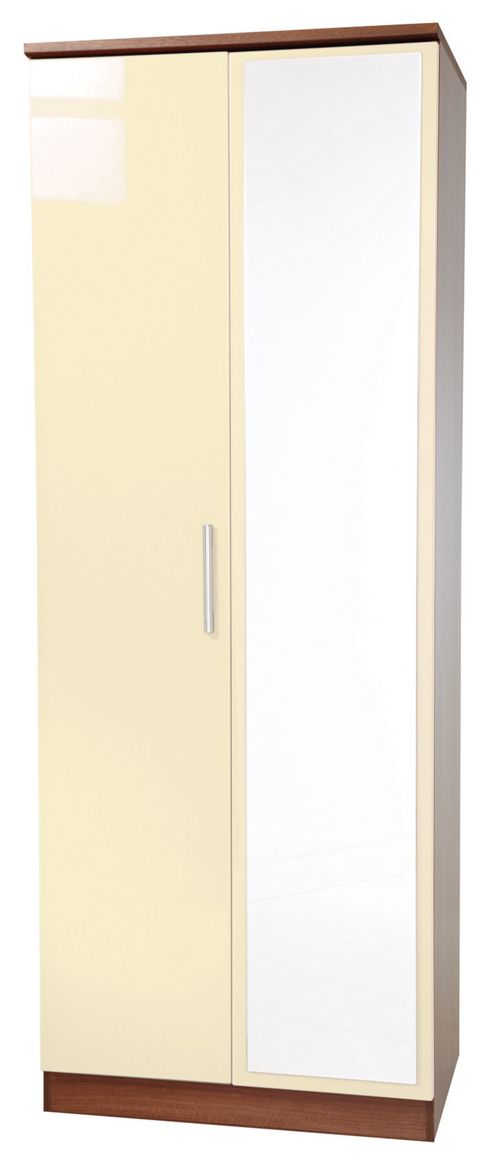Image of Welcome Furniture Knightsbridge Tall Wardrobe With Mirror - Cream - Cream
