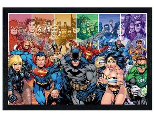 Image of Black Wooden Framed Dc Comics Justice League Of America Generations Poster