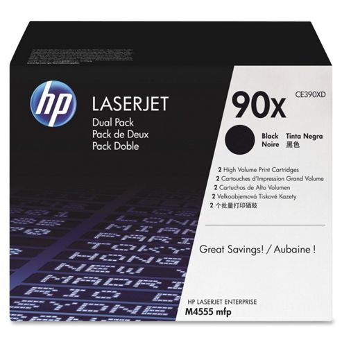 Image of Hp 90x Black Toner Cartridges (yield 24000 Pages) Dual Pack For Laserjet Enterprise Printers