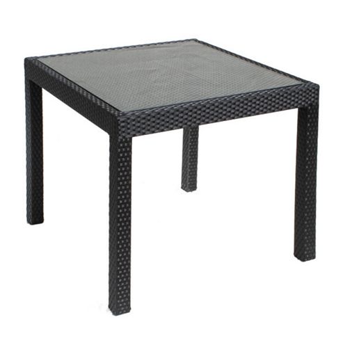 Image of Cozy Bay Bistro Square Rattan Table In Black 4 Line
