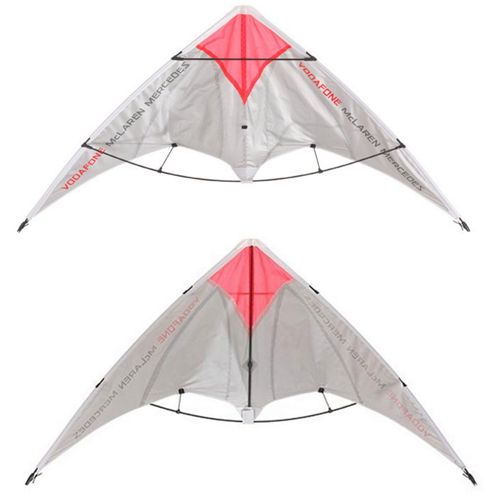Image of Vodafone Mclaren Mercedes Two Handled Stunt Kite Silver & Red W/logos