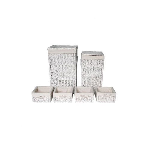 Image of Wicker Valley Square Laundry And Storage Basket In White (set Of 6)