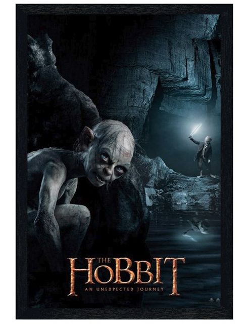 Image of The Hobbit Black Wooden Framed Gollum Poster