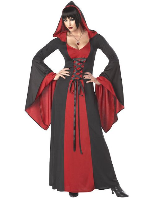 Image of Deluxe Halloween Hooded Robe Red Medium