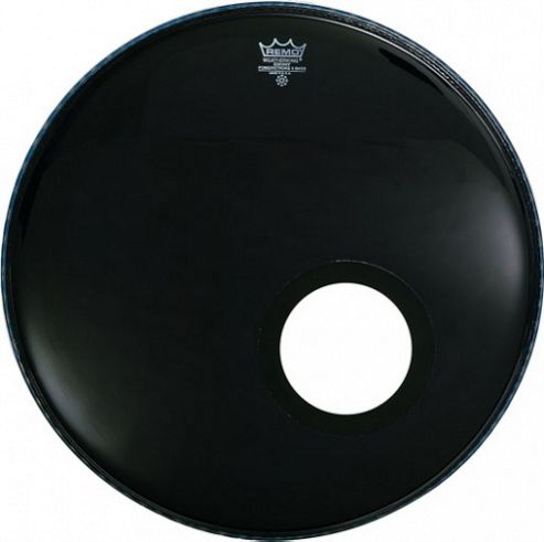 Image of Remo Powerstroke 3 Ebony Resonant With 5" Dynamo Ring Installed (22in)