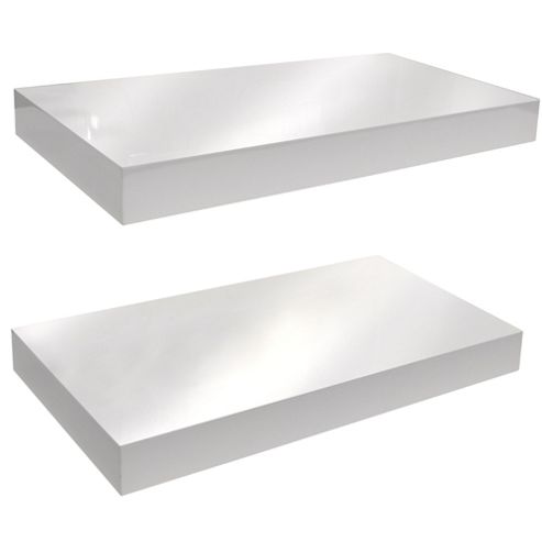 Image of Gloss - Wall Mounted 40cm Floating Shelf - Pack Of Two - White