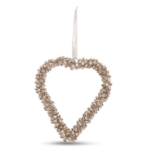 Image of Large Silver Cluster Bell Heart Shaped Hanging Decoration