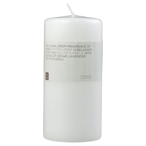 Image of Tesco White Linen Pillar Candle