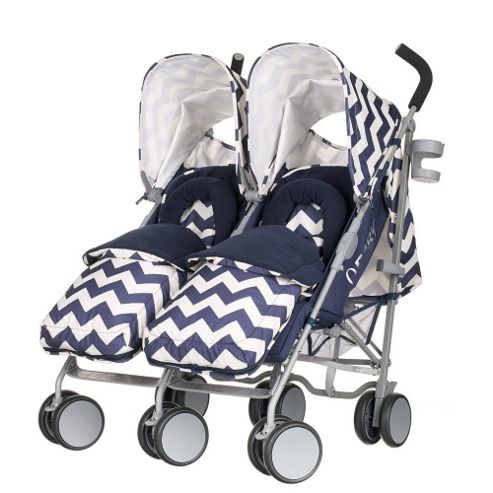 Image of Obaby Leto Plus Twin Stroller (zigzag Navy)