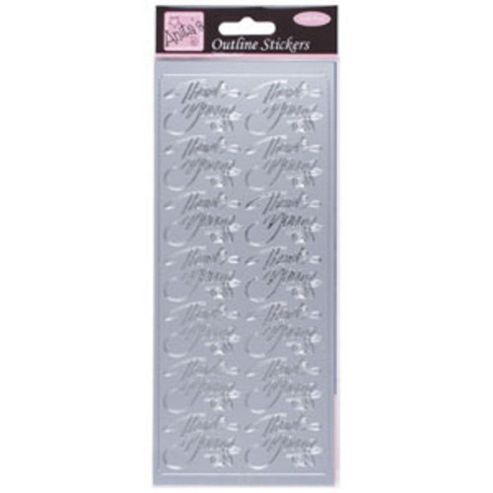 Image of Outline Stickers Elegant Thank You Silver