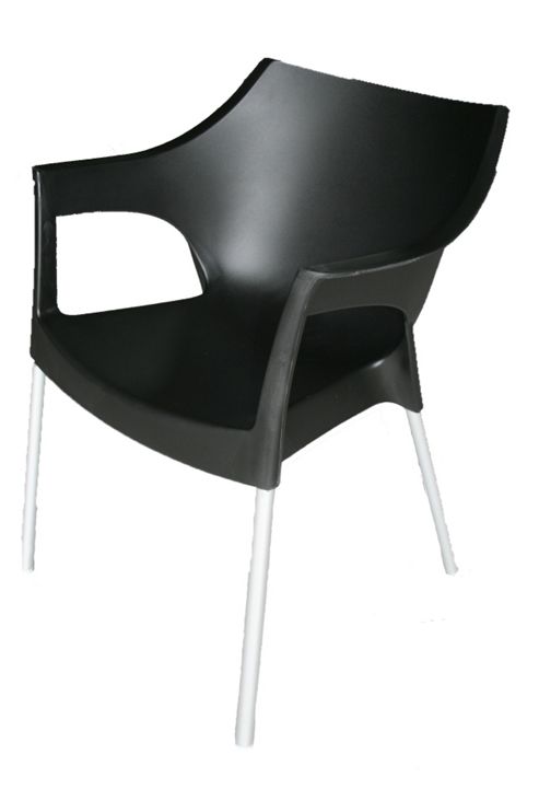 Image of Resol Pole Garden / Indoor Plastic & Aluminium Chairs - Black - X4 Chairs