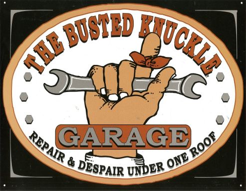 Image of Busted Knuckle Garage Repair & Despair Tin Sign