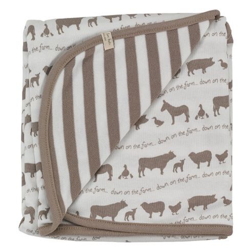 Image of Pigeon Organics Farmyard Reversible Blanket Taupe 70x70cm