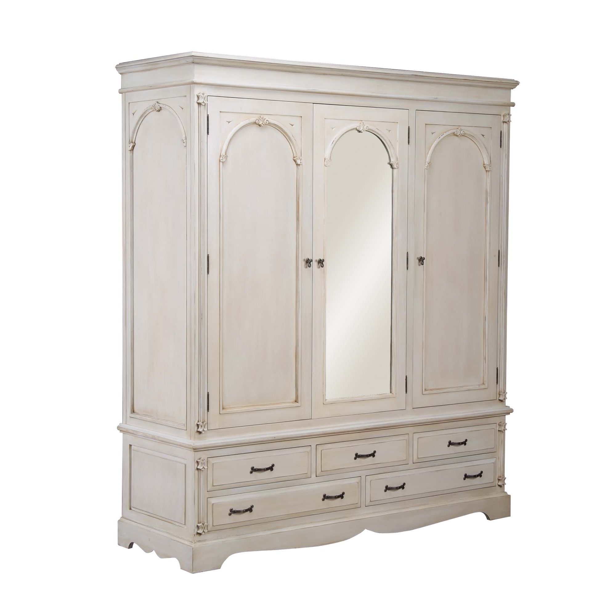 Thorndon Beverley Distressed Triple Wardrobe in Distressed Ivory at Tesco Direct