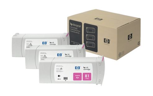 Image of Hp 81 3-pack 680-ml Magenta Dye Cartridges