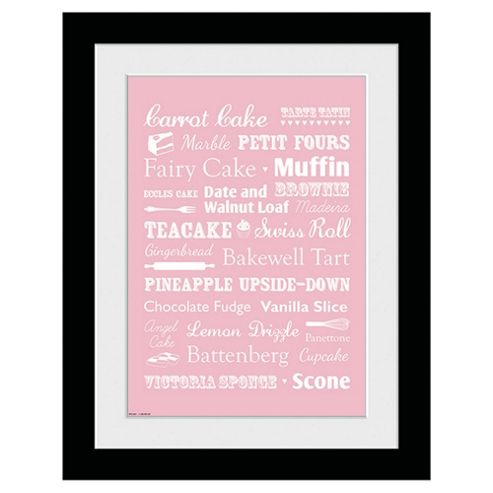 Image of Cakes Typography Framed Print, 30x40cm