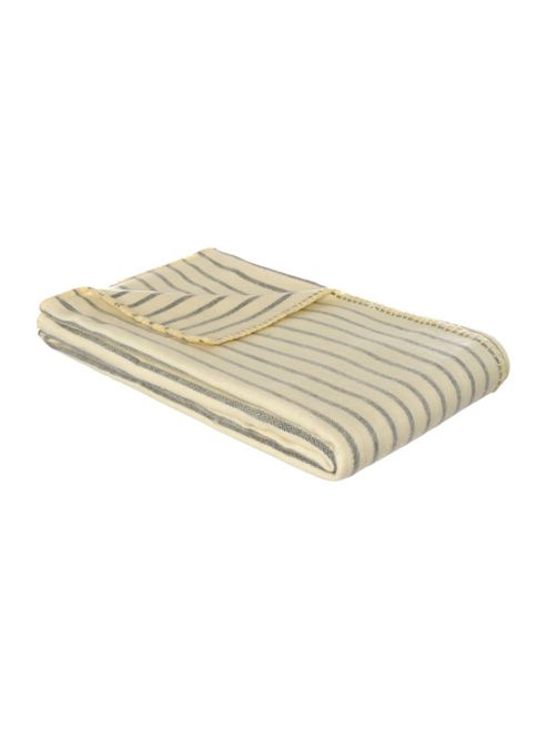 Image of Linea Blue Stripe Blanket With Yellow Border Stitch