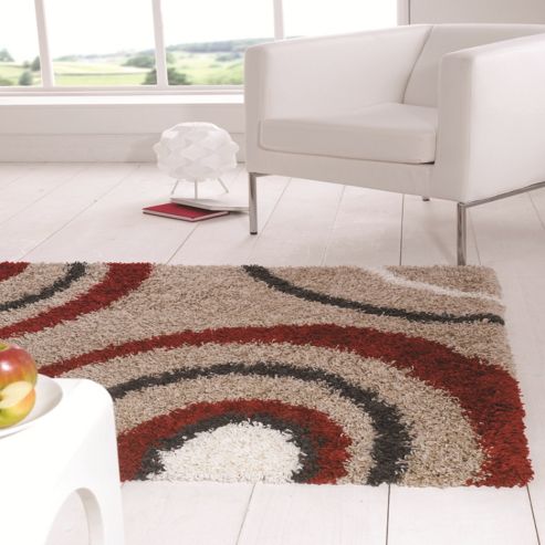 Image of Nordic Equator Black/red 80x150 Cm Shaggy Rug