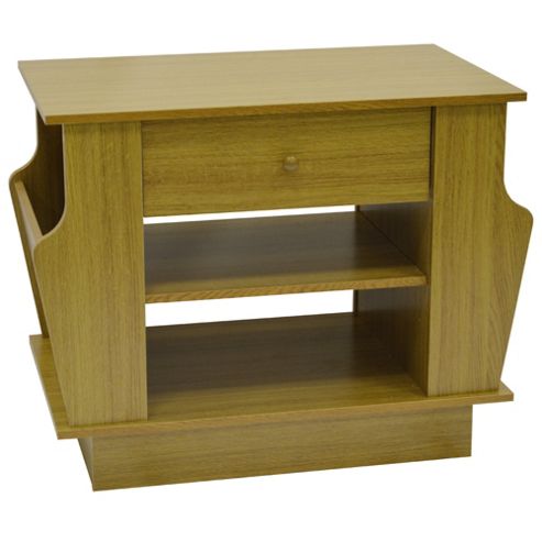 Image of Storage Side / End Table With Magazine Rack - Oak