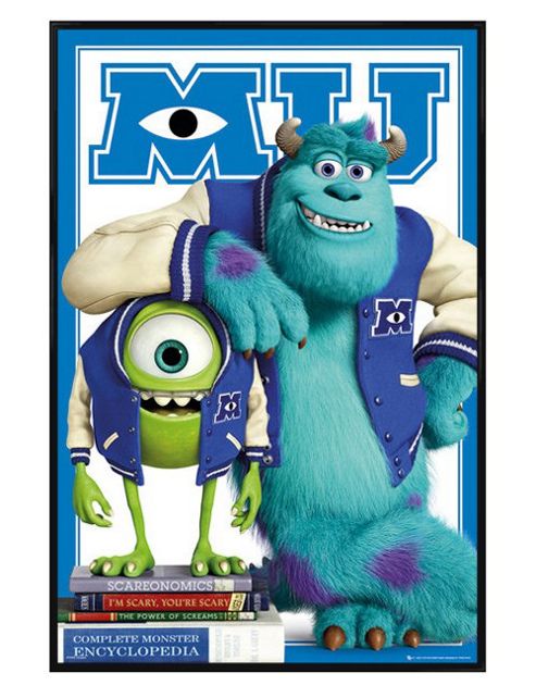 Image of Monsters Inc Disney Pixar's Monsters University Gloss Black Framed Mike & Sully Poster