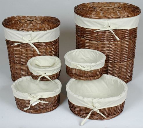 Image of Wiseaction Oval Willow Basket Set - Brown